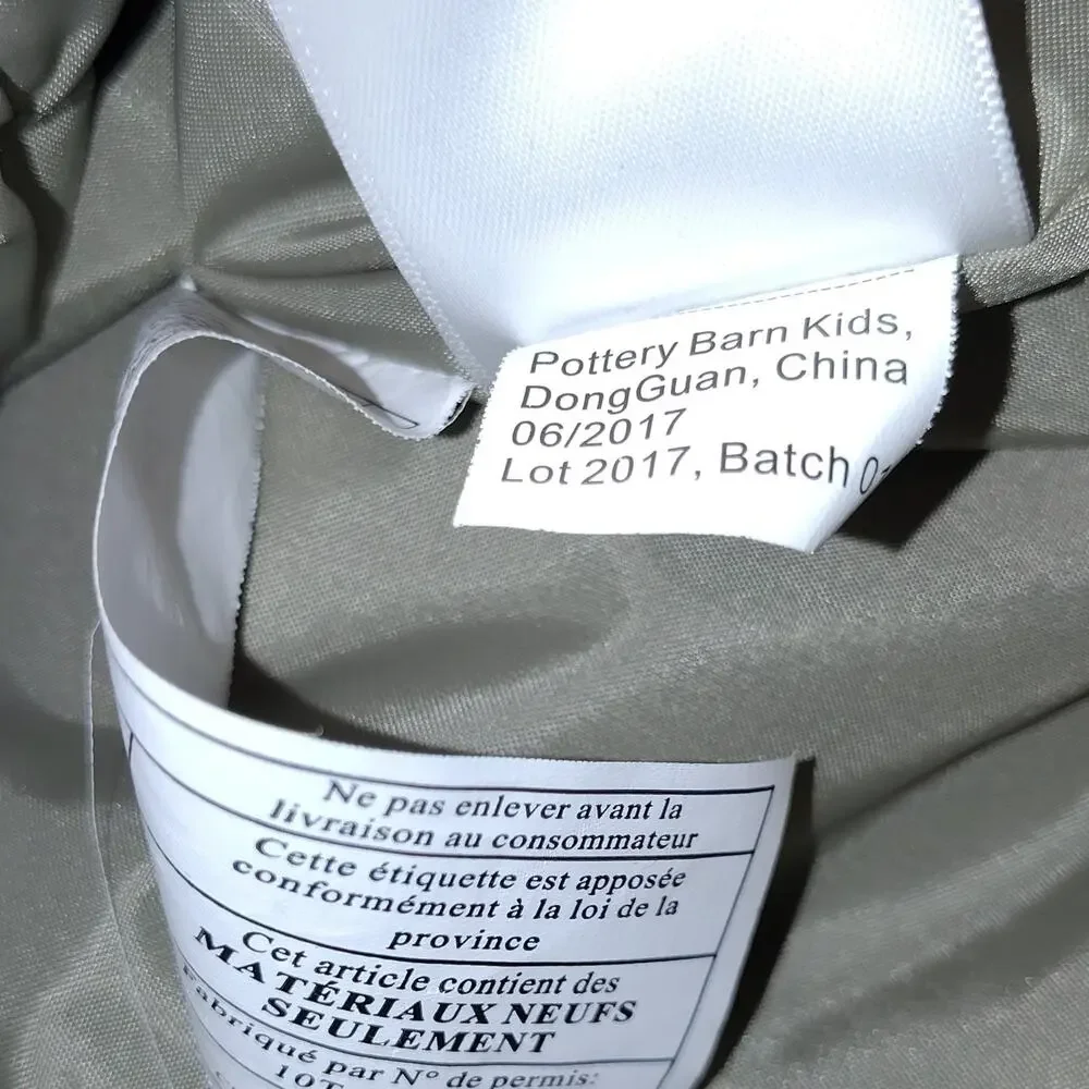 Pottery Barn Kids Classic Diaper Tote Bag Grey White Tan Changing Pad Monogram H